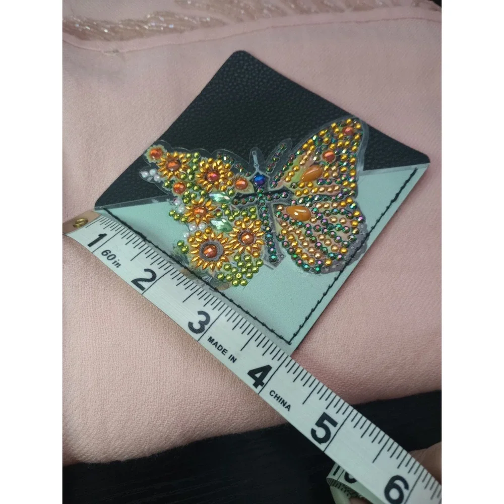 Handmade Diamond Art Butterfly Corner Bookmark Faux Leather Rhinestone 4